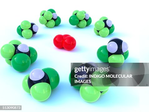 HCFC and ozone structures, artwork HCFC and ozone structures, artwork