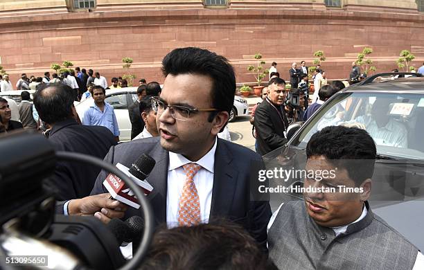 Rohan Jaitley, son of Finance Minister Arun Jaitley, leaving the Parliament after his father presented General Budget during the Budget Session, on...