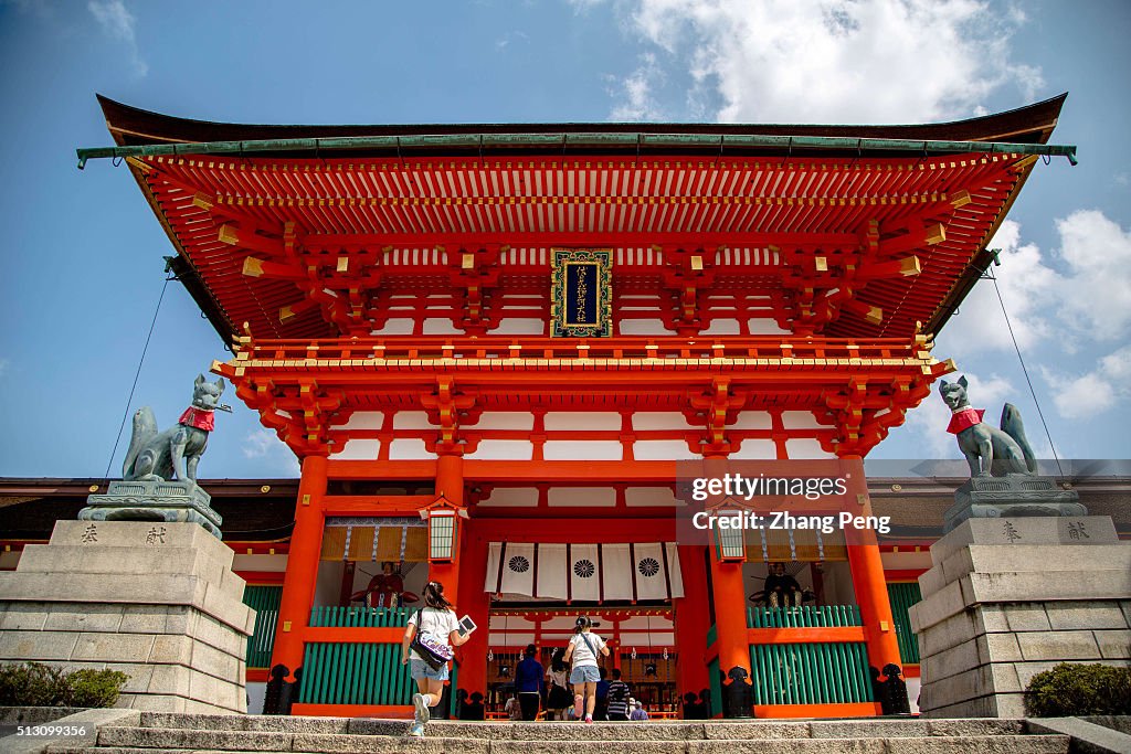 Main gate of Fushimi Inari Taisha.  Fushimi Inari Taisha is...