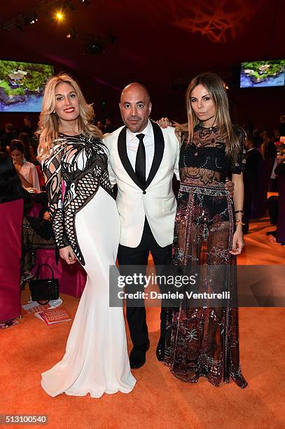 Erica Pelosini, Elan Colen and Hofit Golan attend Bulgari at the 24th Annual Elton John AIDS Foundation's Oscar Viewing Party at The City of West...