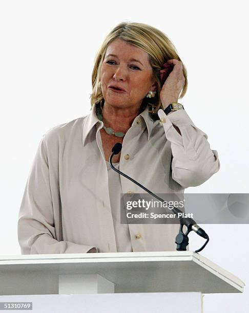 Martha Stewart makes a statement to the media that she has decided to surrender for prison as soon as possible, citing the need to get on with her...