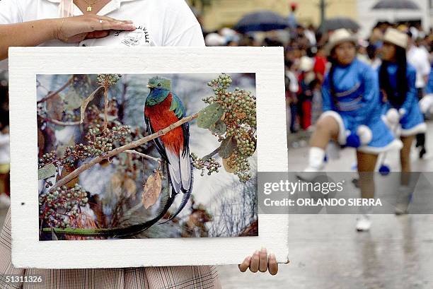 Estudiantes de educacion secundaria participan el 15 de septiembre de 2004 en los desfiles patrios en Ciudad de Guatemala. Cinco paises de...