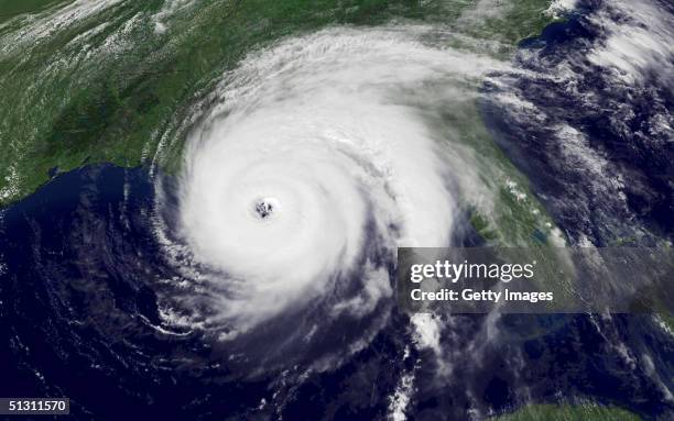 This National Oceanic and Atmospheric Association satellite image shows Hurricane Ivan heading bearing down on the Gulf Coast the morning of...