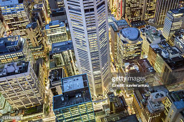 downtown sydney at night - sydney cbd aerial view stock pictures, royalty-free photos & images