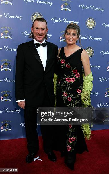 European team player Miguel Angel Jimenez of Spain with his wife Montserrat Jimenez arriving at the 35th Ryder Cup Matches Gala Dinner at the Fox...