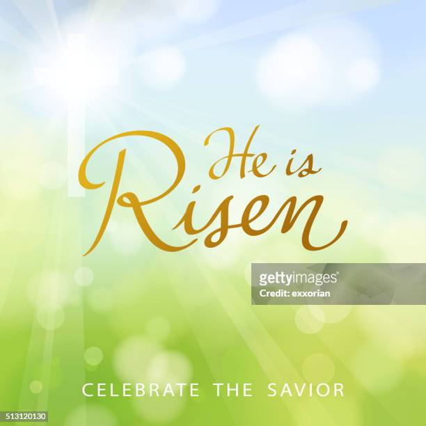 he is risen - resurrection religion stock illustrations