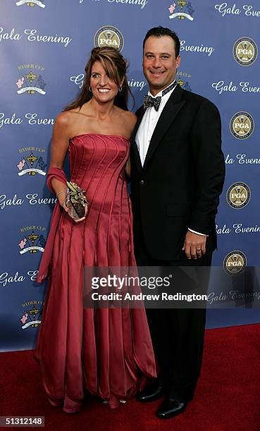 Team player Chris DiMarco with his wife Amy DiMarco arriving at the 35th Ryder Cup Matches Gala Dinner at the Fox Theater on September, 15 2004 in...