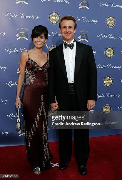 Team player David Toms with his wife Sonya Toms arriving at the 35th Ryder Cup Matches Gala Dinner at the Fox Theater on September, 15 2004 in...