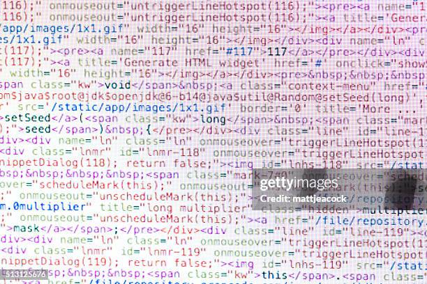 stockillustraties, clipart, cartoons en iconen met lines of software data code - html