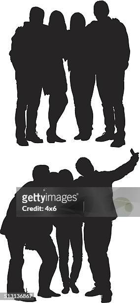 group of friends standing together - small group of people stock illustrations