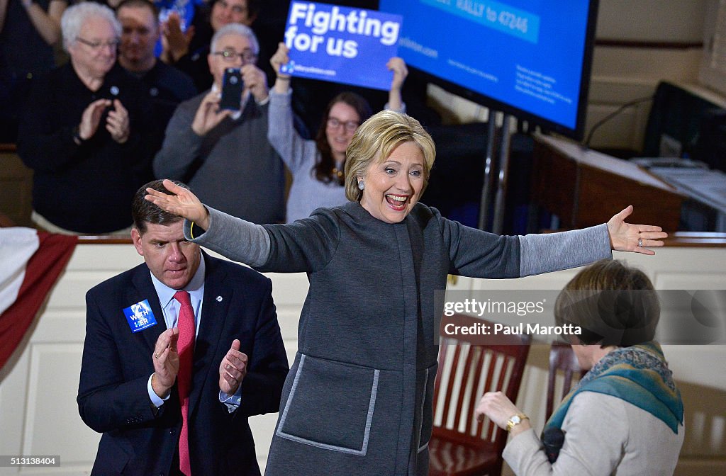 Democratic Presidential Candidate Hillary Clinton Rallies In Boston Ahead Of Super Tuesday Primary
