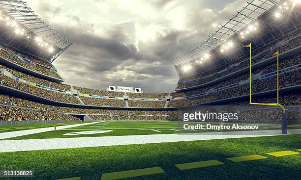 american football stadium 3d render - american football field stock pictures, royalty-free photos & images