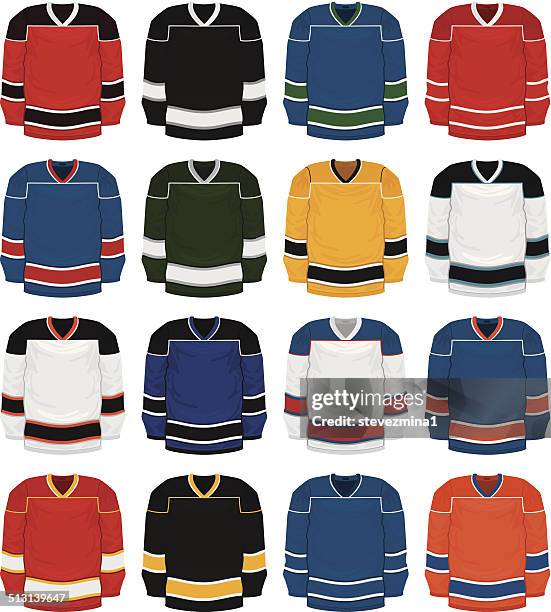 ilustrações, clipart, desenhos animados e ícones de conjunto de camisa de hóquei - hockey