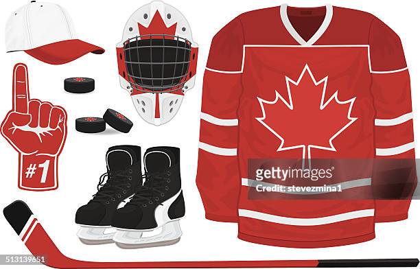 hockey gear - ice hockey stick stock illustrations