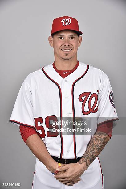 Jose Lobaton of the Washington Nationals poses during Photo Day on Sunday, February 28, 2016 at Space Coast Stadium in Viera, Florida.