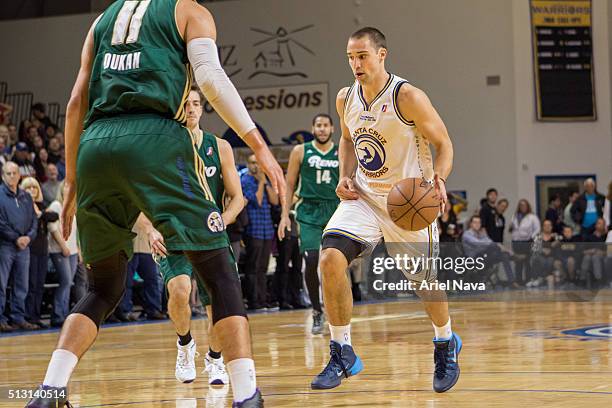 Aaron Craft of the Santa Cruz Warriors dribbles the ball against the Reno Bighorns during an NBA D-League game on February 26, 2016 at the Kaiser...