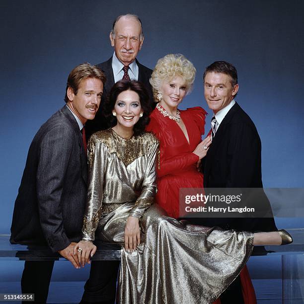 Thecast of TV show Bridges To Cross poses for a portrait in 1985 in Los Angeles, California.