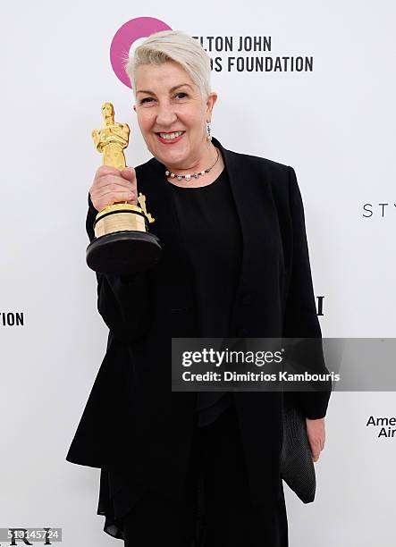 Make up artist Lesley Vanderwalt attends the 24th Annual Elton John AIDS Foundation's Oscar Viewing Party at The City of West Hollywood Park on...