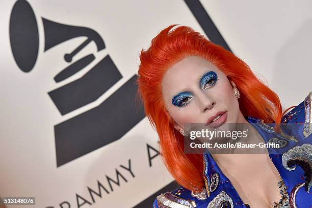 Singer Lady Gaga arrives at The 58th GRAMMY Awards at Staples Center on February 15, 2016 in Los Angeles, California.