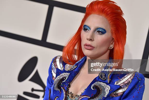 Singer Lady Gaga arrives at The 58th GRAMMY Awards at Staples Center on February 15, 2016 in Los Angeles, California.