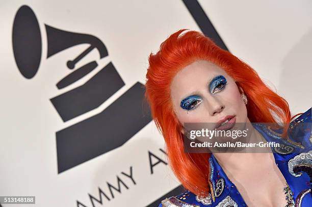 Singer Lady Gaga arrives at The 58th GRAMMY Awards at Staples Center on February 15, 2016 in Los Angeles, California.