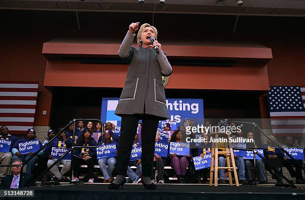 Democratic presidential candidate former Secretary of State Hillary Clinton speaks during a "Get Out The Vote" event at George Mason University on...