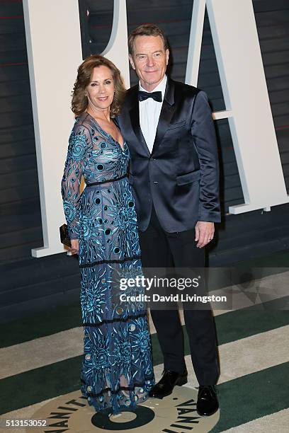 Actor Bryan Cranston and Robin Dearden arrive at the 2016 Vanity Fair Oscar Party Hosted by Graydon Carter at the Wallis Annenberg Center for the...