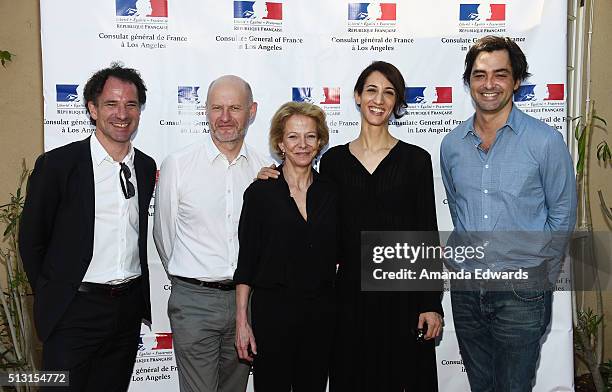 Xavier Lardoux, Jean-Paul Salome, Frederique Bredin, Deniz Gamze Erguven and Charles Gillibert attend the Champagne brunch reception honoring the...