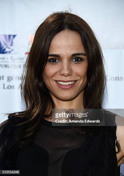 Actress and singer Melissa Mars attends the Champagne brunch reception honoring the French nominees for The 88th Academy Awards at La Residence de...