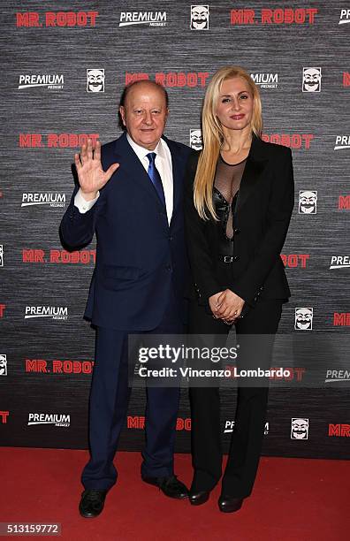 Massimo Boldi and Loredana De Nardis attend the 'Mr. Robot' Tv Show Photocall on February 29, 2016 in Milan, Italy.