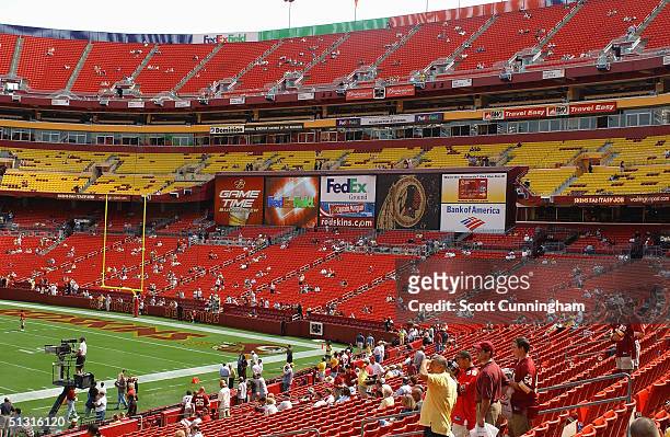 General view of the endzone seating area before the game between the Tampa Bay Buccaneers and the Washington Redskins on September 12, 2004 at FedEx...