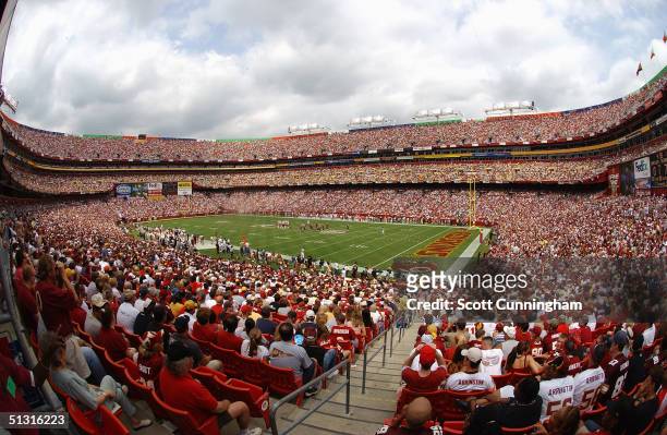 General view of the stadium during the game between the Tampa Bay Buccaneers and the Washington Redskins on September 12, 2004 at FedEx Field in...