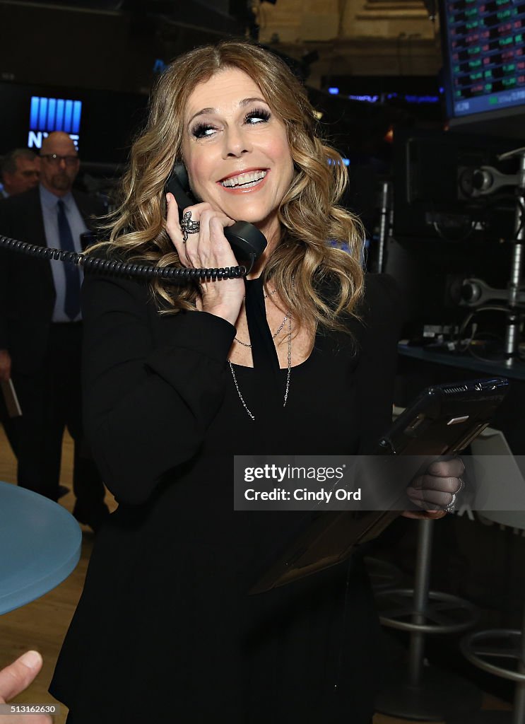 Rita Wilson Visits The New York Stock Exchange Closing Bell