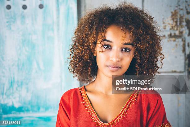 portrait of beautiful ethiopian girl in traditional clothing - ethiopian ethnicity stock pictures, royalty-free photos & images