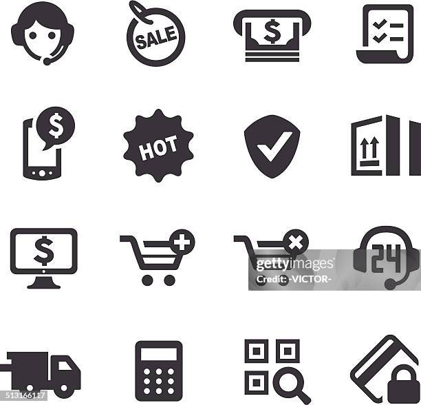 e-commerce icons - acme series - buy online pick up in store stock illustrations