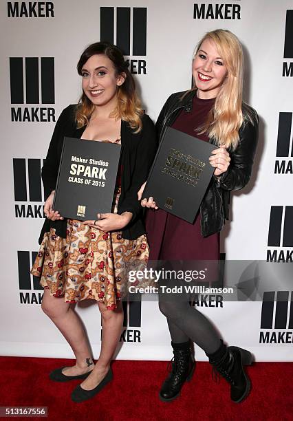 Internet personalities Sarah Sterling and Tiffany Mink attend the Maker Studios' SPARK premiere at Arclight Cinemas on February 29, 2016 in Culver...