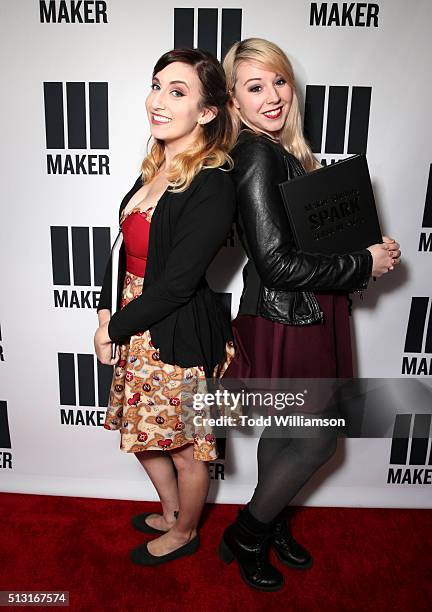 Internet personalities Sarah Sterling and Tiffany Mink attend the Maker Studios' SPARK premiere at Arclight Cinemas on February 29, 2016 in Culver...