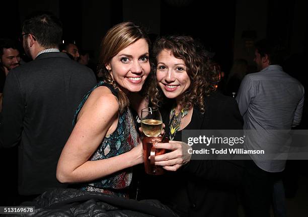 Kim Holderness of "The Holderness Family" and Amy Arlow attend the Maker Studios SPARK premiere after party at the Culver Hotel on February 29, 2016...