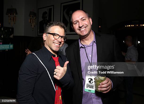 Internet personality John Masse of "Muffalo Potato" and John Halecky attend the Maker Studios SPARK premiere after party at the Culver Hotel on...