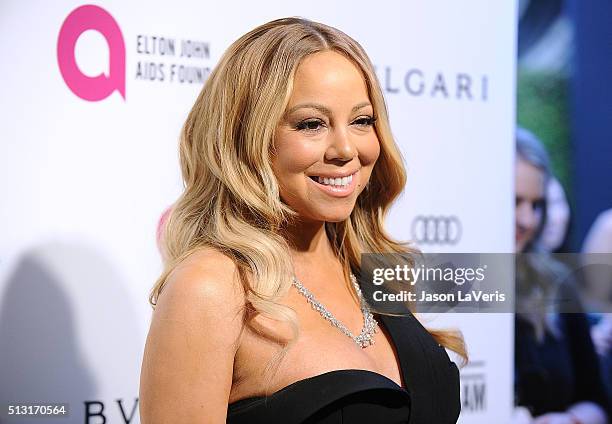 Mariah Carey attends the 24th annual Elton John AIDS Foundation's Oscar viewing party on February 28, 2016 in West Hollywood, California.