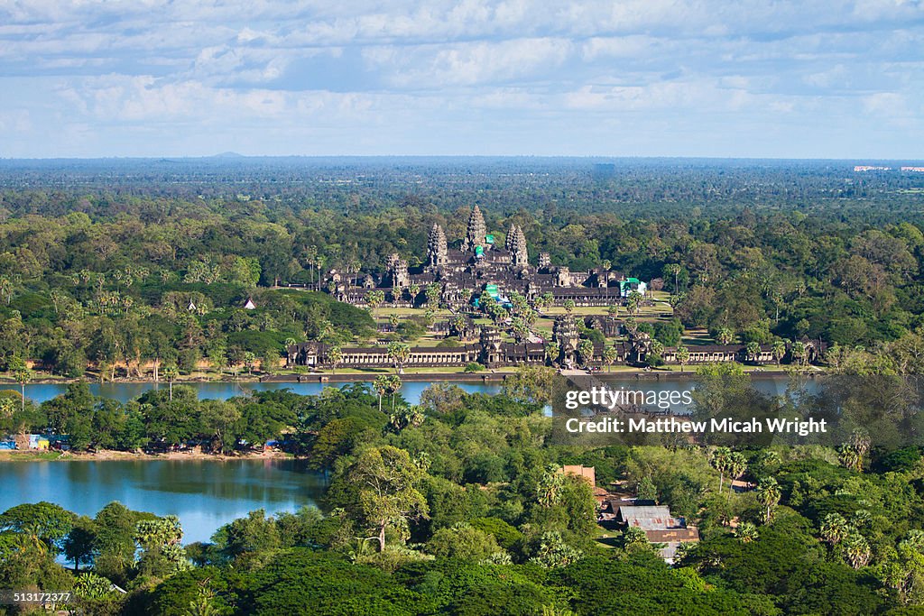 Aerial views over the ruins of Angkor Wat