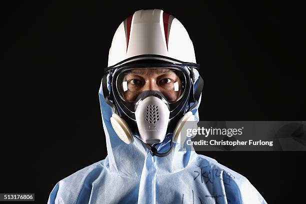 Kei Kobayashi of TEPCO poses for a portrait on February 23, 2016 in Okuma, Japan. Kobayashi works on the water purification system at the Fukushima...