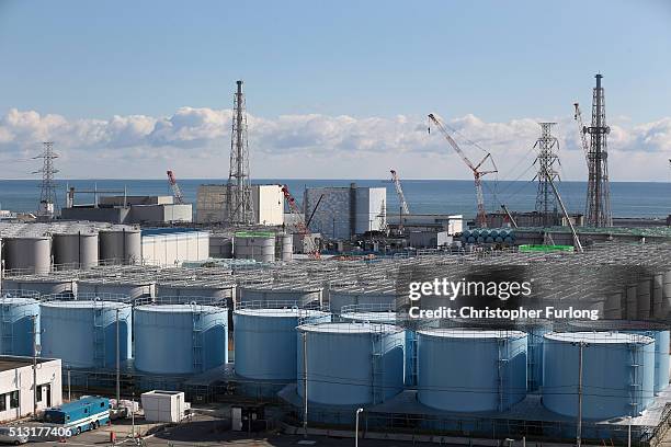 General view of radiation contaminated water tanks and the damaged reactors at Fukushima Daiichi nuclear power plant. Five years on, the...