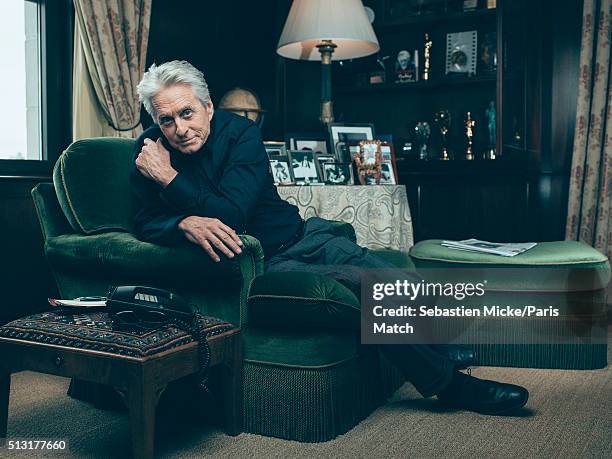 Actor Michael Douglas is photographed for Paris Match on February 12, 2016 in New York City.