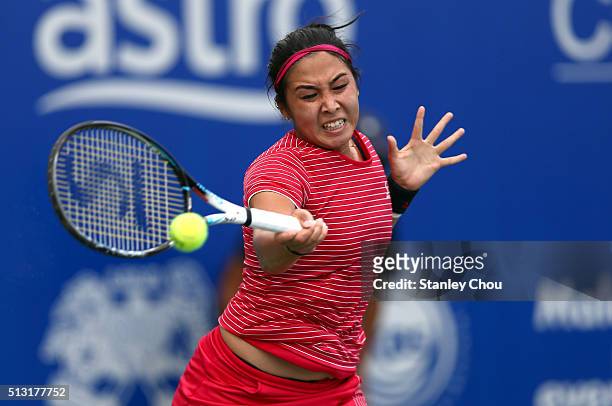 Zarina Diyas of Kazakhstan in action during round two of the 2016 BMW Malaysian Open at Kuala Lumpur Golf & Country Club on March 1, 2016 in Kuala...