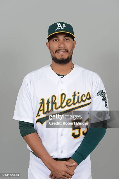 Felix Doubront of the Oakland Athletics poses during Photo Day on Monday, February 29, 2016 at Hohokam Stadium in Phoenix, Arizona.