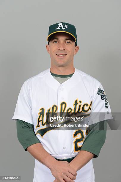 Sam Fuld of the Oakland Athletics poses during Photo Day on Monday, February 29, 2016 at Hohokam Stadium in Phoenix, Arizona.