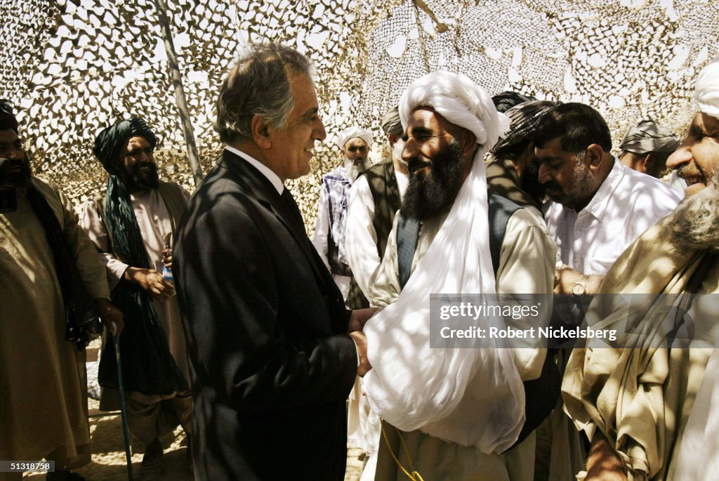 U.S. Ambassador Zalmay Khalilzad, Protected By Dyncorp Security Men, Speaks To Kandahar and Uruzgan Officials And Tribal Elders