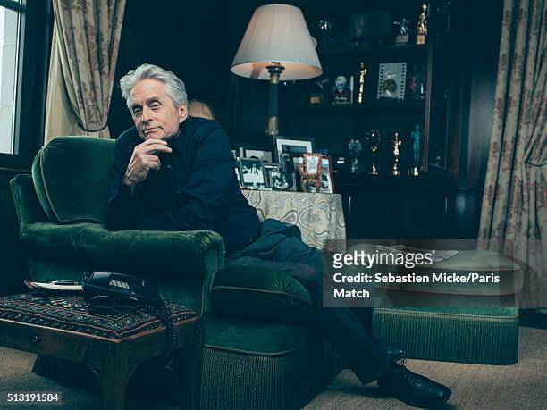 Actor Michael Douglas is photographed for Paris Match on February 12, 2016 in New York City.