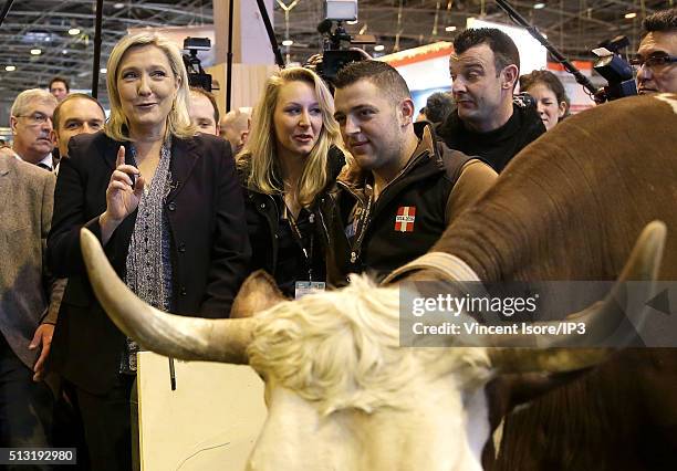 President of French far right Front National party Marine Le Pen and neice Front National MP Marion Marechal-Le Pen visit the Salon de l Agriculture...